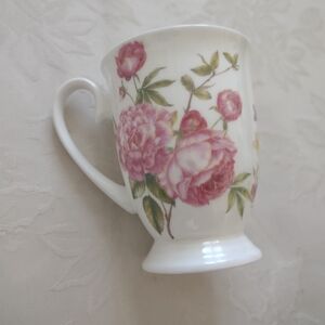 Blue Bird Stechcol Pedestal Footed Mug Cup Floral Pink
